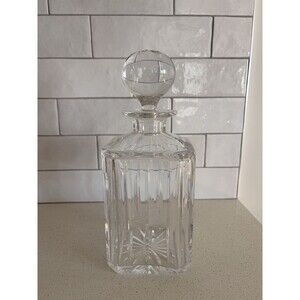 Vintage ATLANTIS Crystal "AZORES" Square Crystal Glass Decanter H 9.5"  30oz